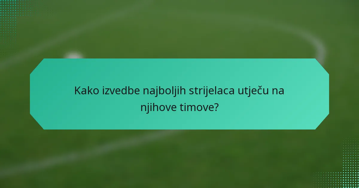 Kako izvedbe najboljih strijelaca utječu na njihove timove?
