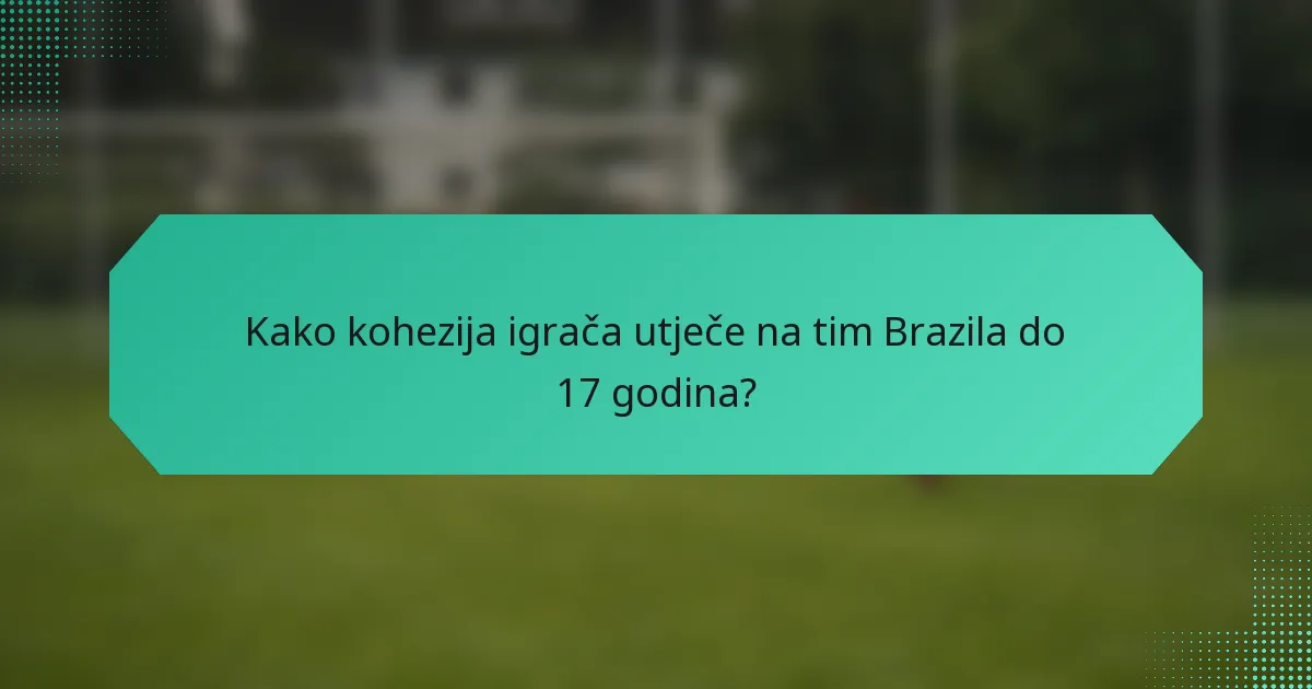 Kako kohezija igrača utječe na tim Brazila do 17 godina?