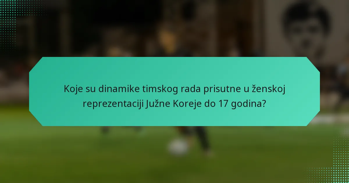 Koje su dinamike timskog rada prisutne u ženskoj reprezentaciji Južne Koreje do 17 godina?