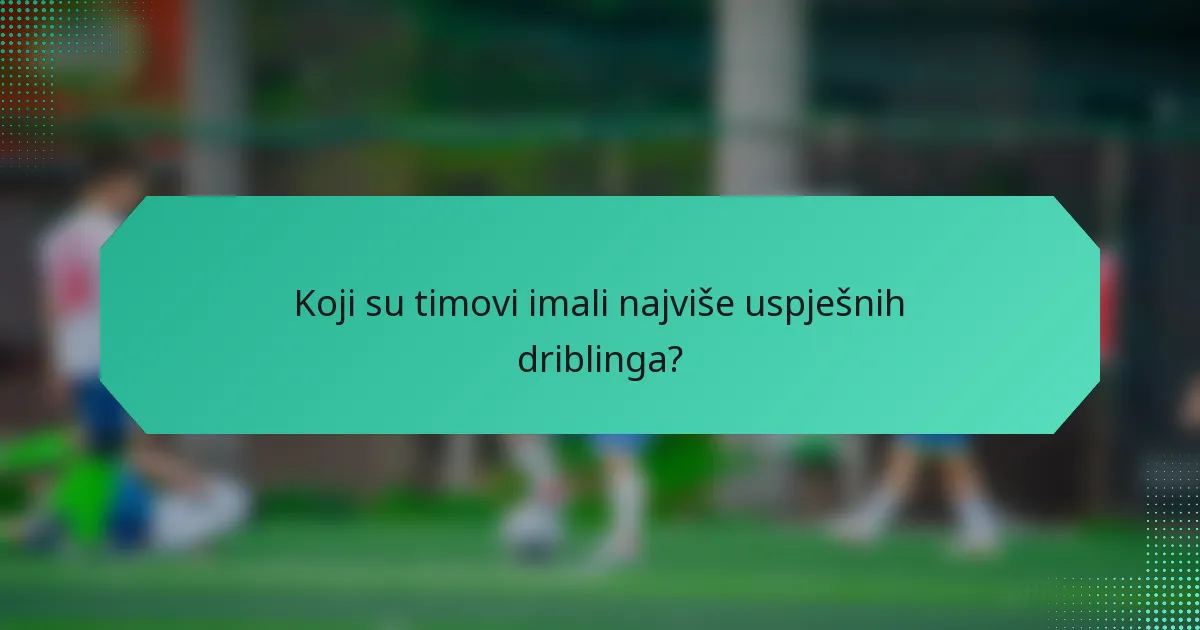 Koji su timovi imali najviše uspješnih driblinga?