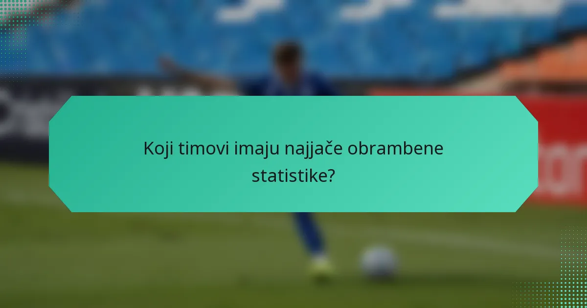 Koji timovi imaju najjače obrambene statistike?